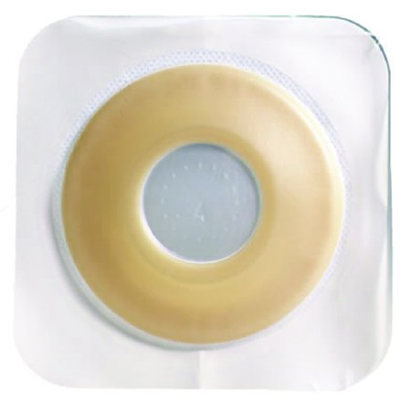 Wafer Skin Ostomy Barrier Sur-Fit Natura® Pre-Cut, Extended Wear Durahesive® White Tape 45 mm Flange SUR-FIT Natura® System Hydrocolloid 1-1/4 Inch Opening 4-1/2 X 4-1/2 Inch by ConvaTec/A Squibb Company  ID 413183